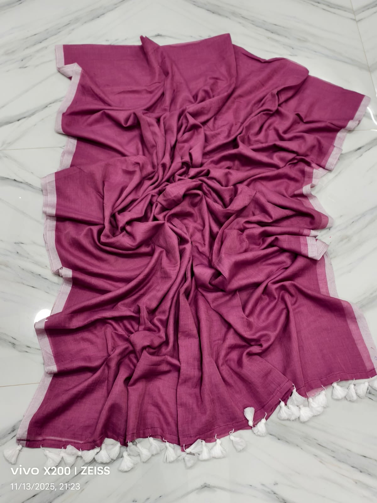 Solid Color Mul Cotton Saree