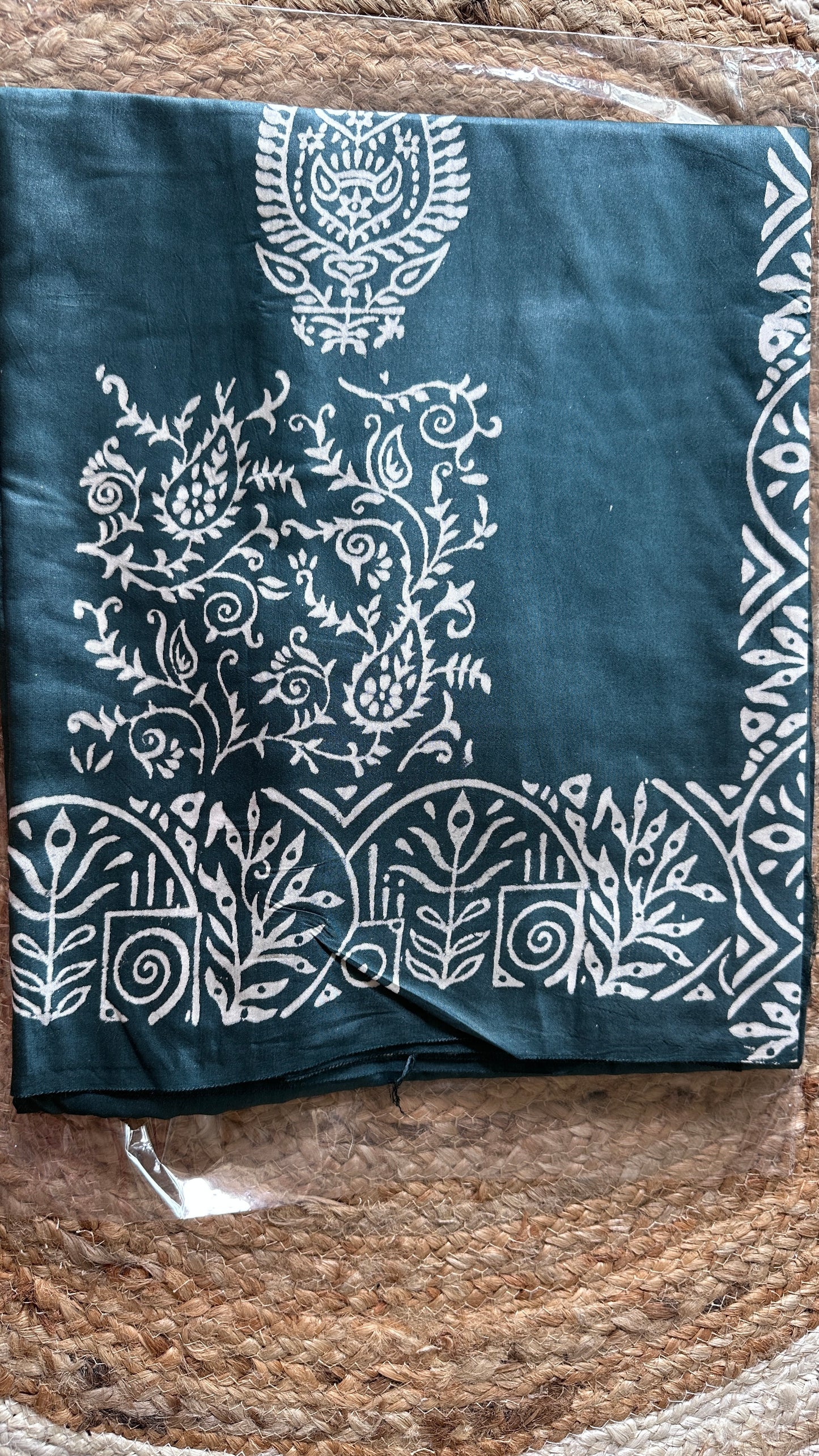 Hand painted Blended Bangalore Silk - Teal Blue