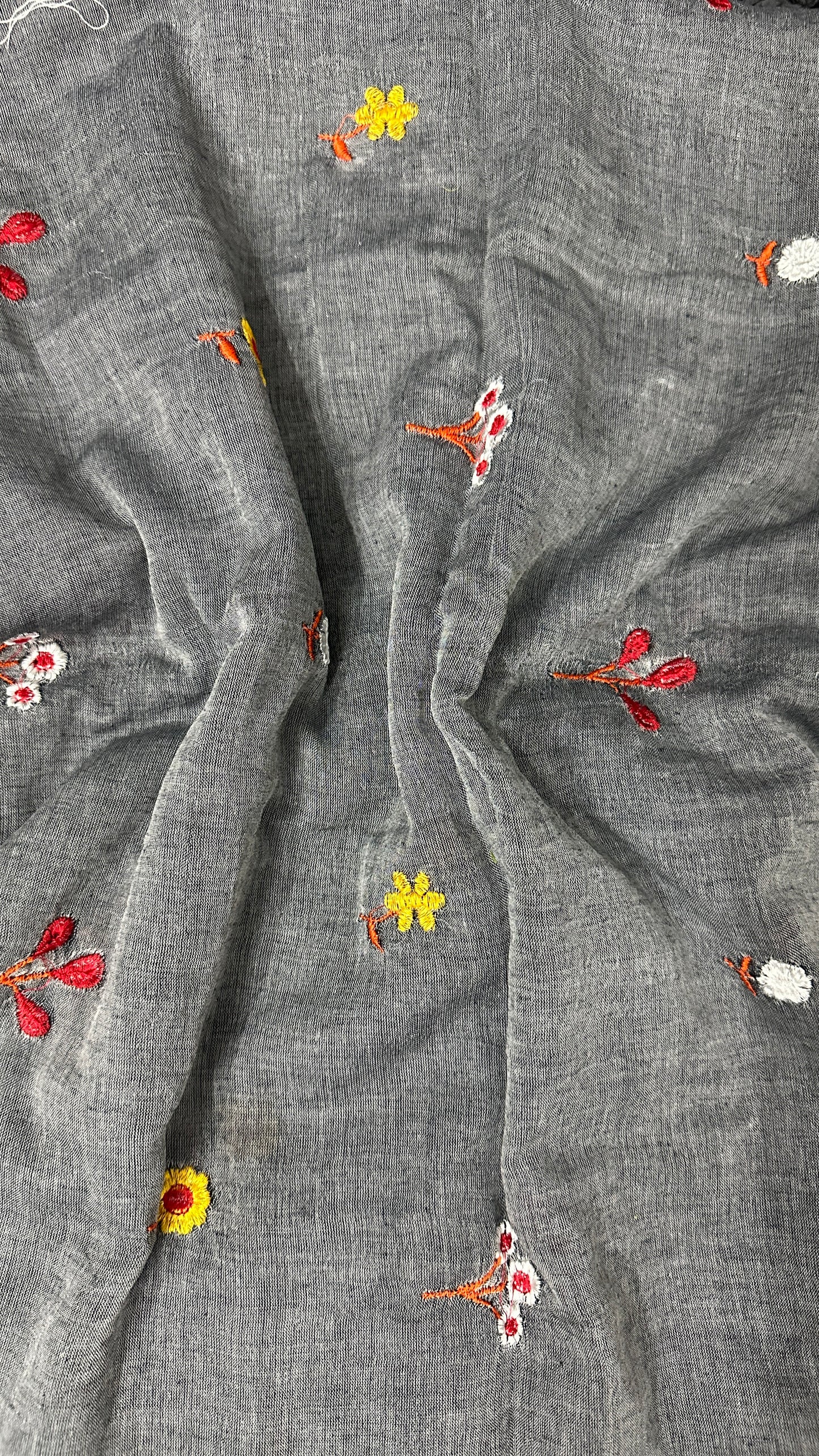Mul Cotton Saree - Small Embroidery Work