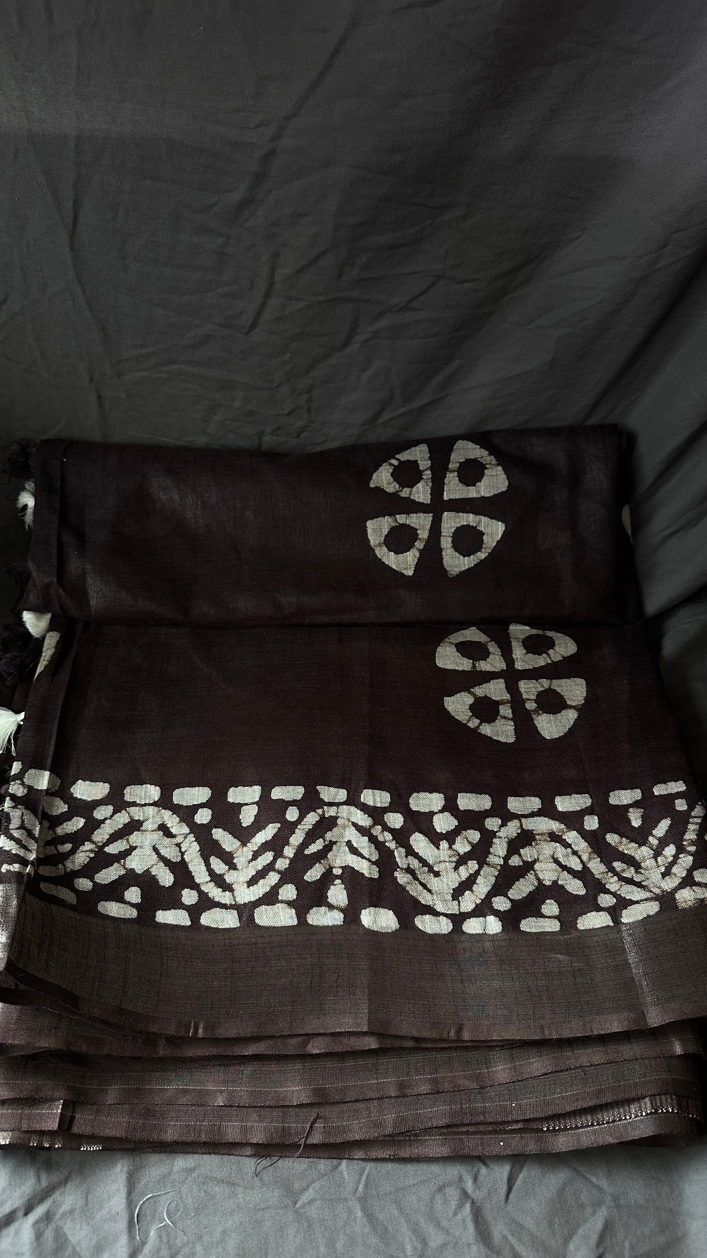 Mocha Mist - Coffee Brown - Linen Cotton Mix Saree