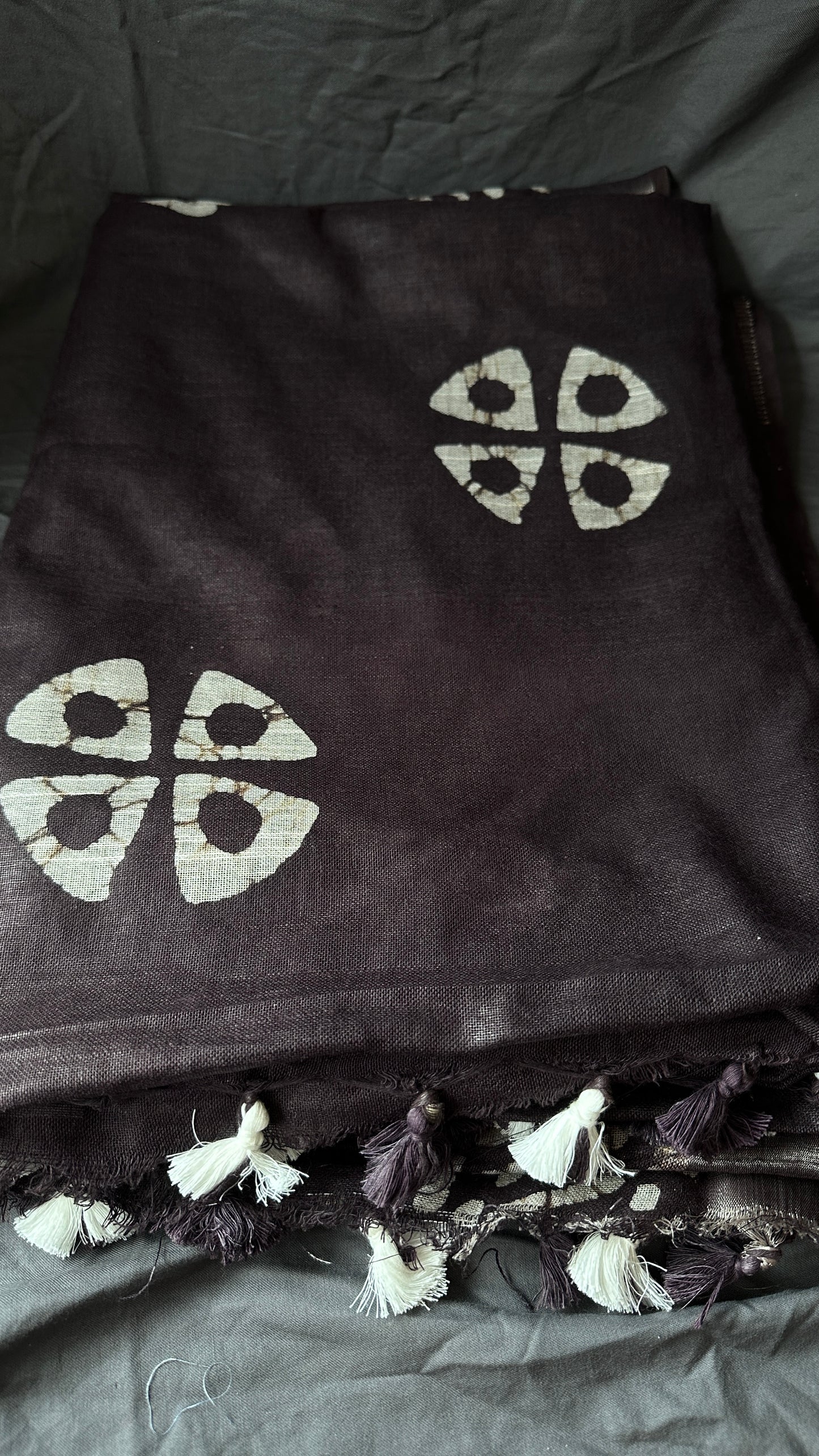 Mocha Mist - Coffee Brown - Linen Cotton Mix Saree