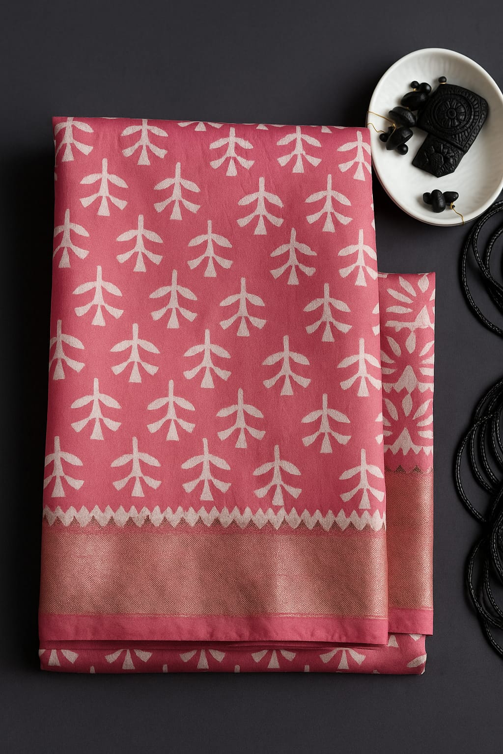 A: Gulabi Bloom Maheshwari Silk Saree