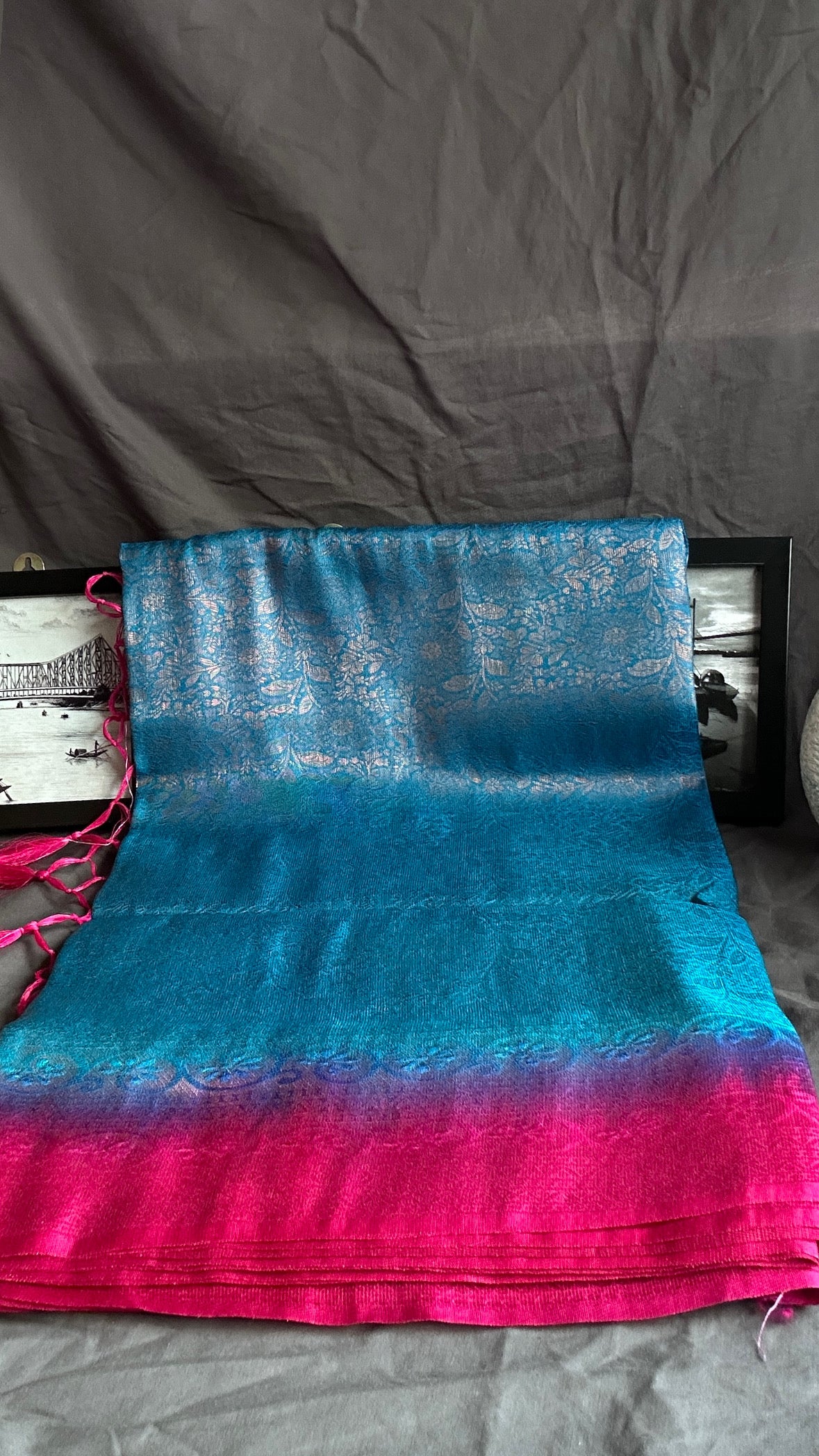 Ocean Bloom Silk Saree