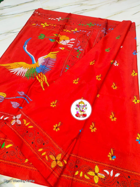 KanthaStich Bangalore Silk - Red