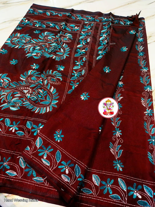 KanthaStich Bangalore Silk - Maroon