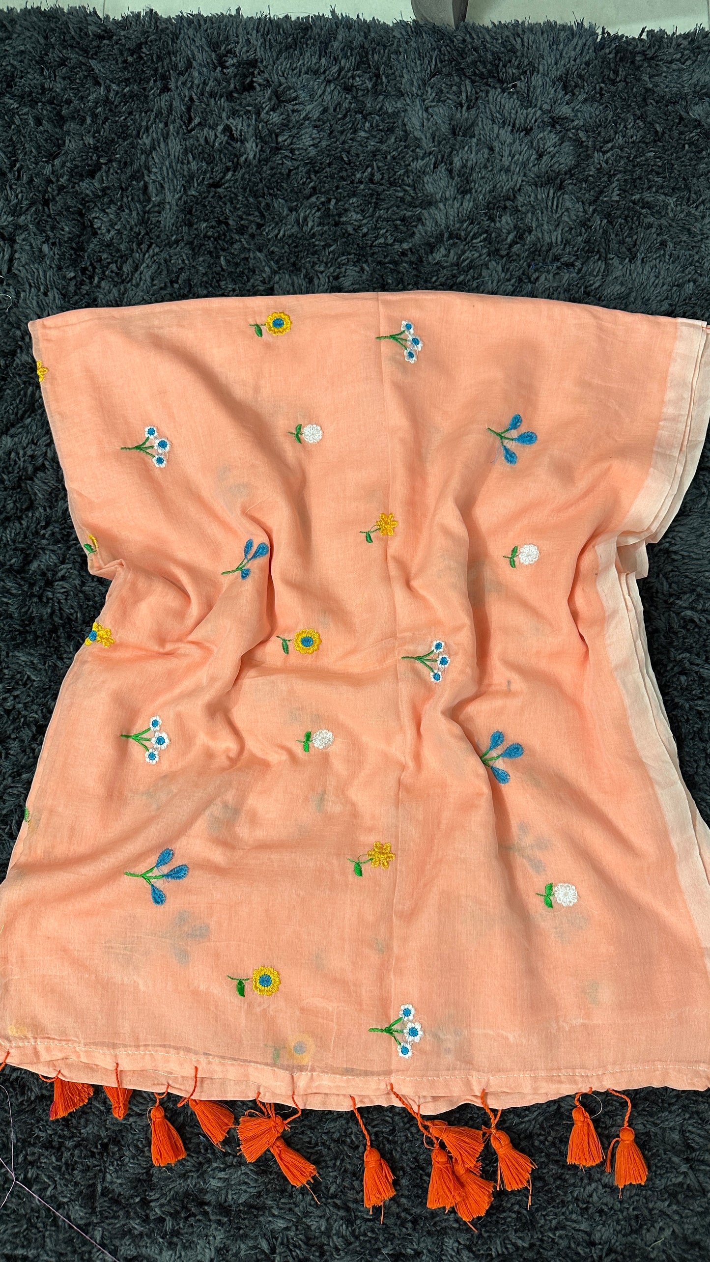 Mul Cotton Saree - Small Embroidery Work