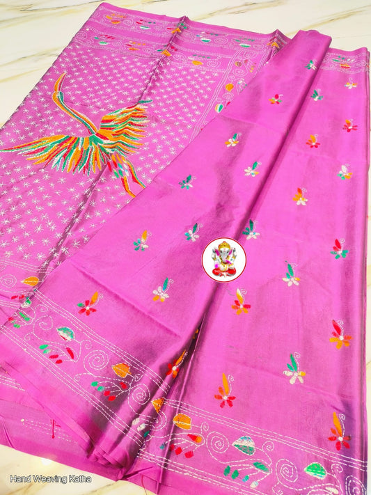 KanthaStich Bangalore Silk - Pink
