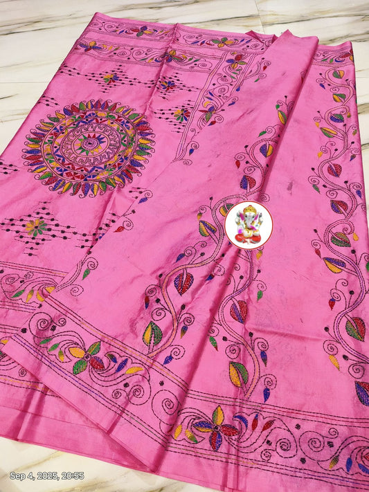 KanthaStich Bangalore Silk - Pink