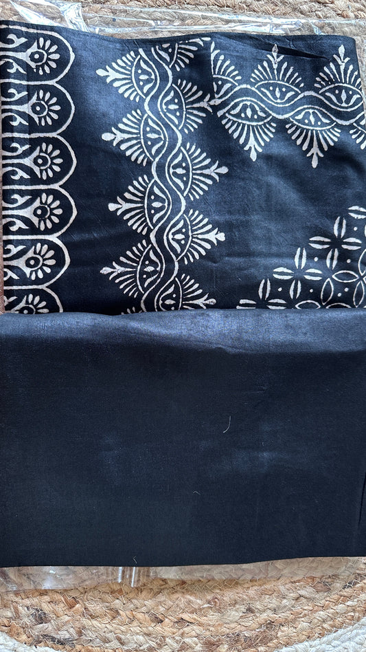 Hand painted Blended Bangalore Silk - Black
