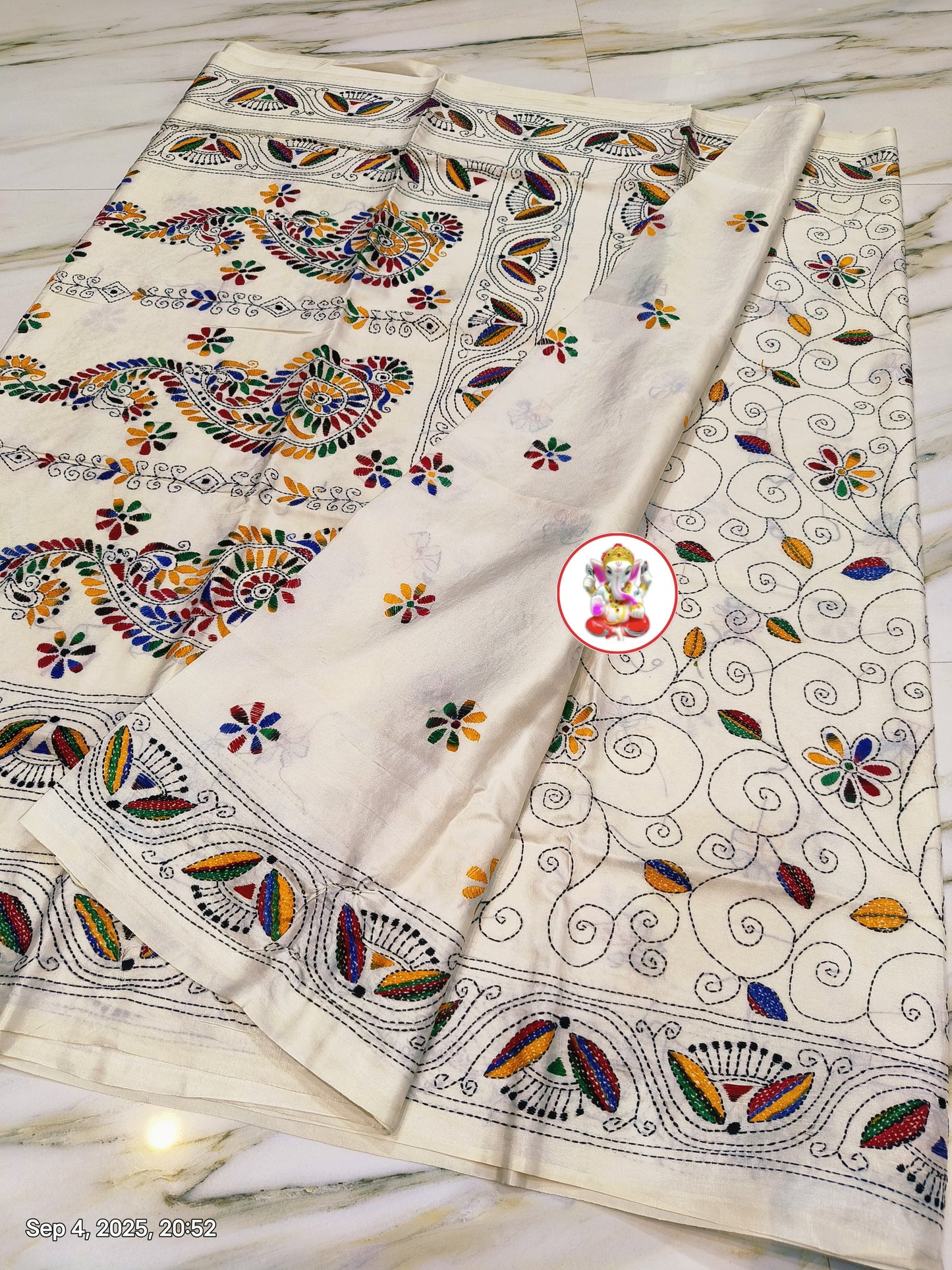 KanthaStich Bangalore Silk - Offwhite