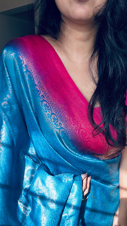 Ocean Bloom Silk Saree