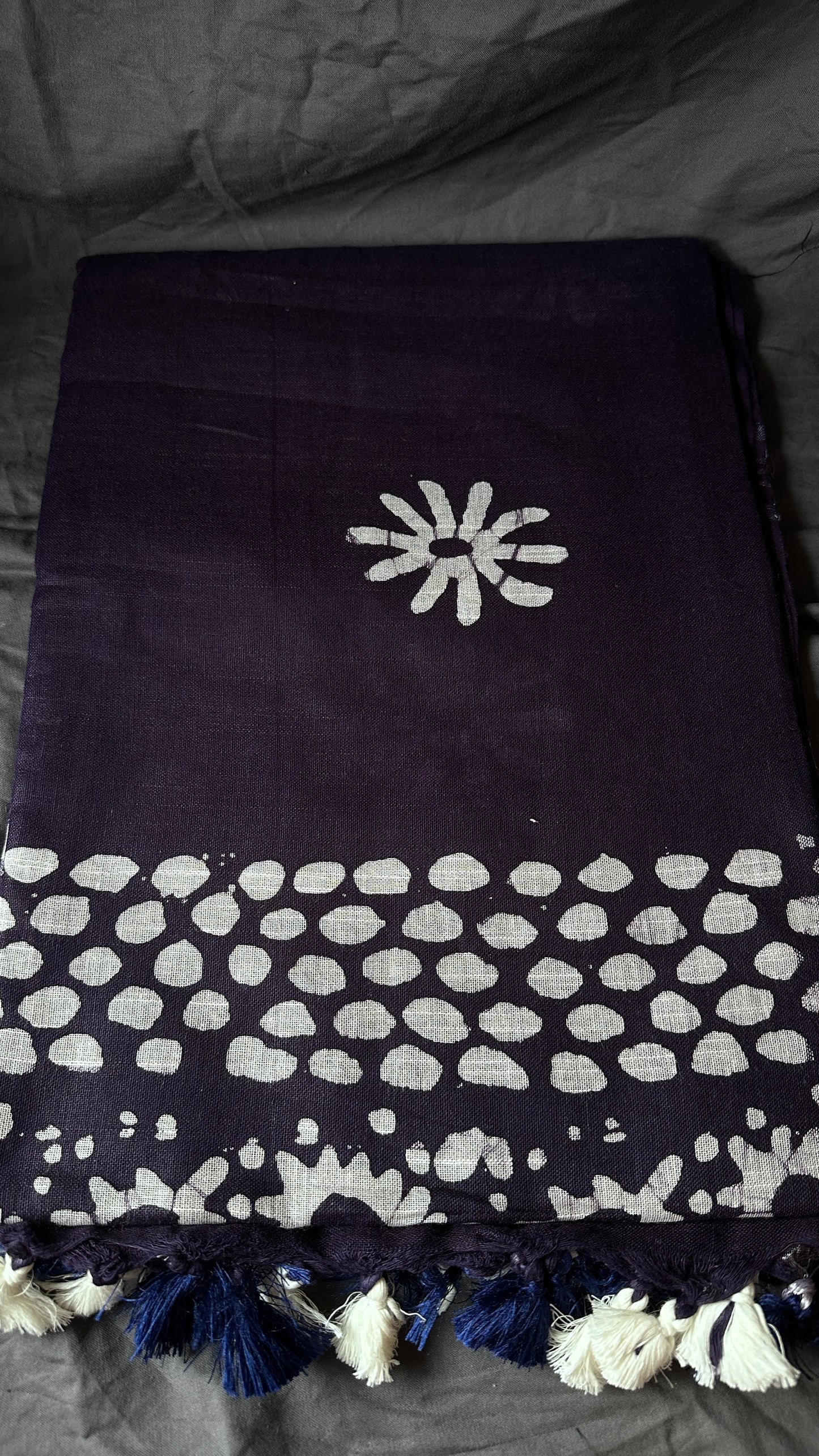 Midnight Petal (Dark Purple)- Linen Cotton Mix Saree