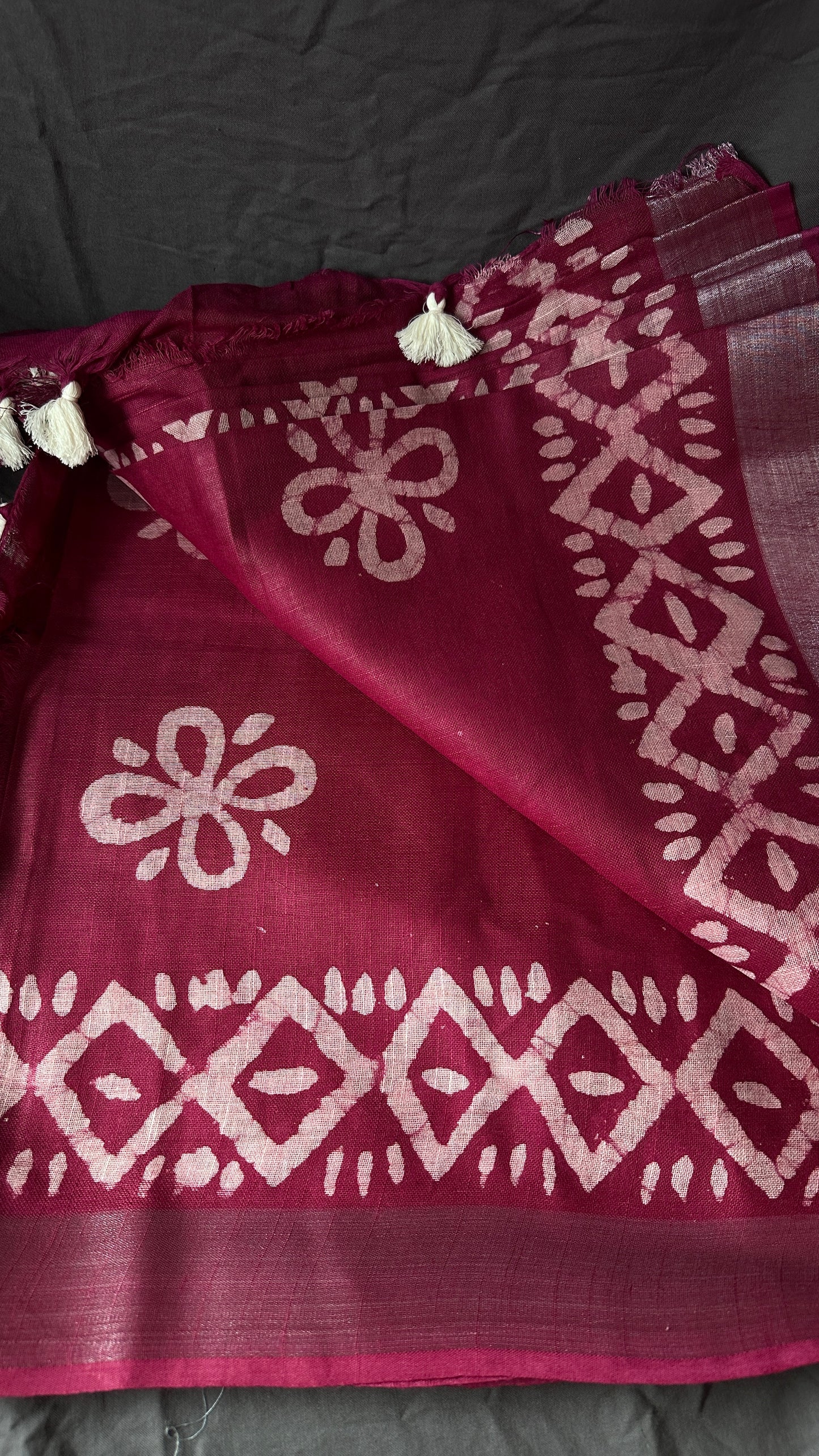 Gulab Gulzar - Reddish Pink - Linen Cotton Mix Saree