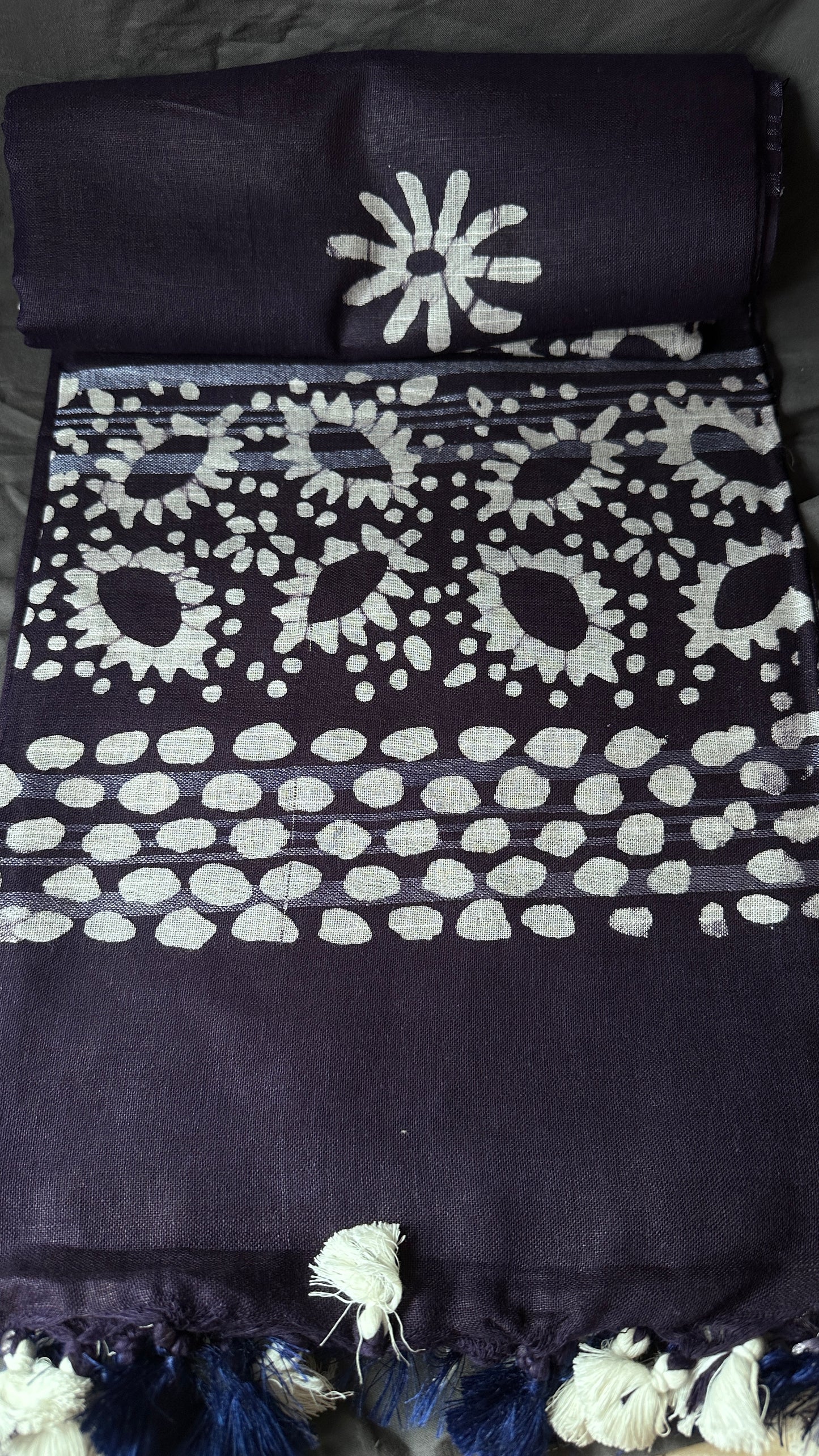 Midnight Petal (Dark Purple)- Linen Cotton Mix Saree