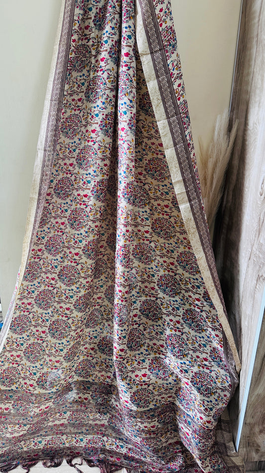 Khadi Silk Dupatta – Multicolor - Hand Printed Edit
