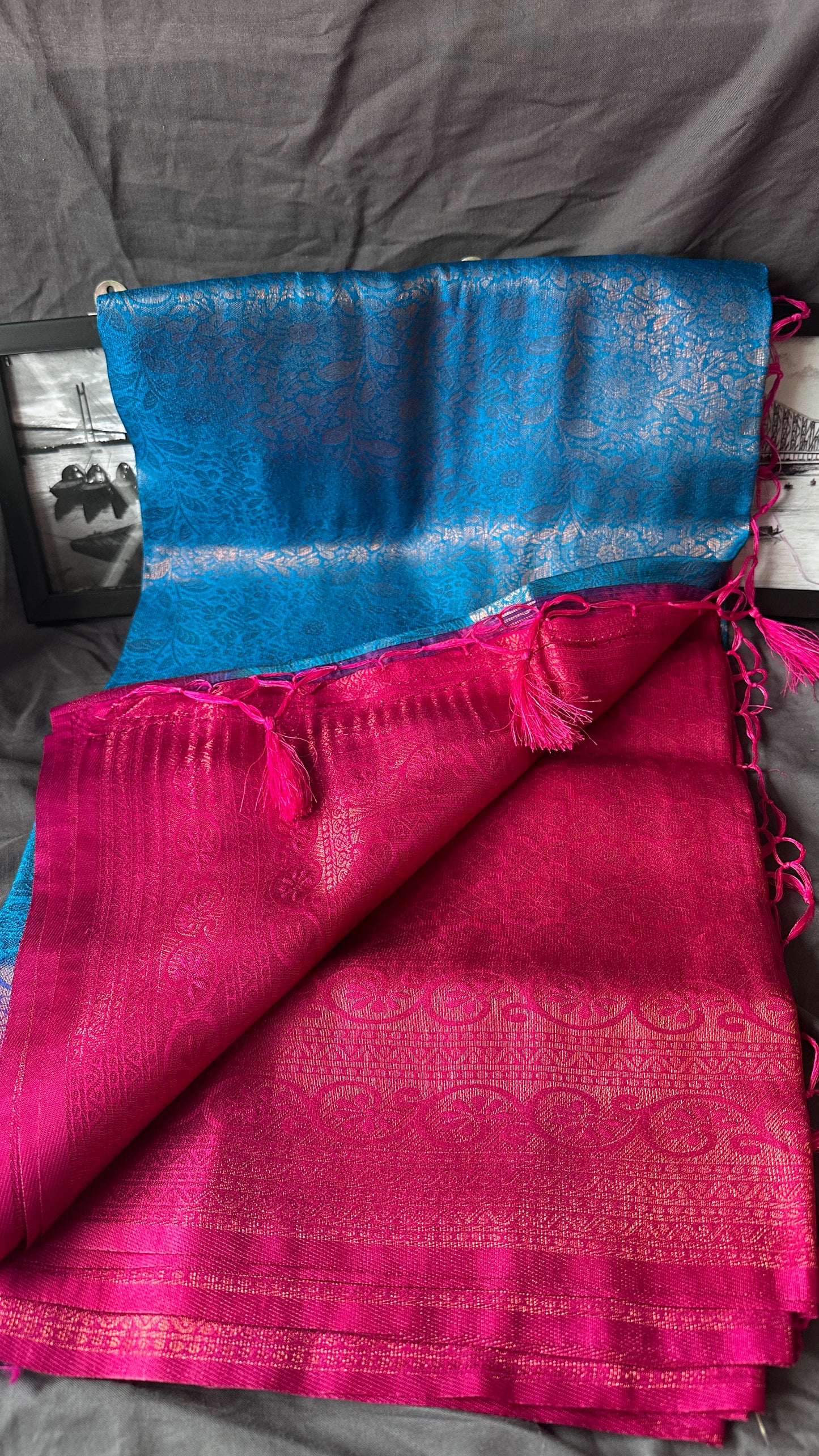 Ocean Bloom Silk Saree