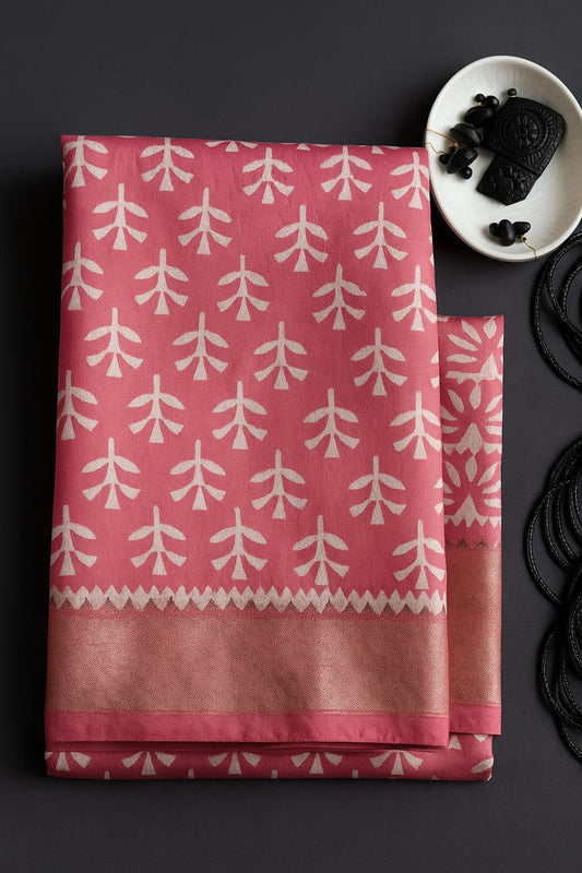 A: Gulabi Bloom Maheshwari Silk Saree