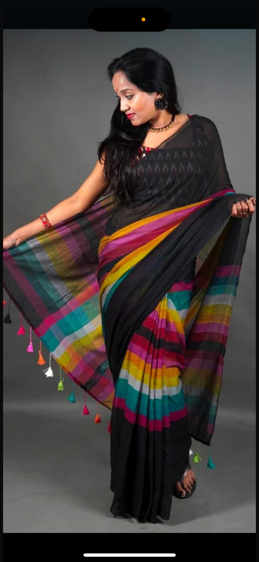 Rainbow Cotton Saree